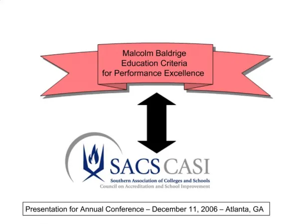 Malcolm Baldrige Education Criteria for Performance Excellence
