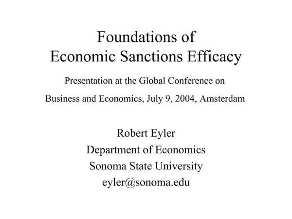 Foundations of Economic Sanctions Efficacy