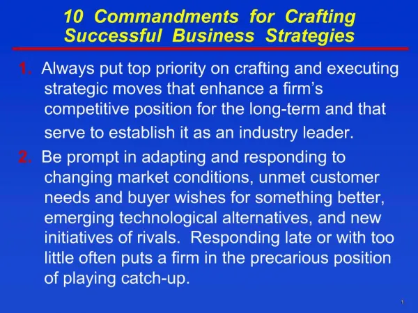 10 Commandments for Crafting Successful Business Strategies