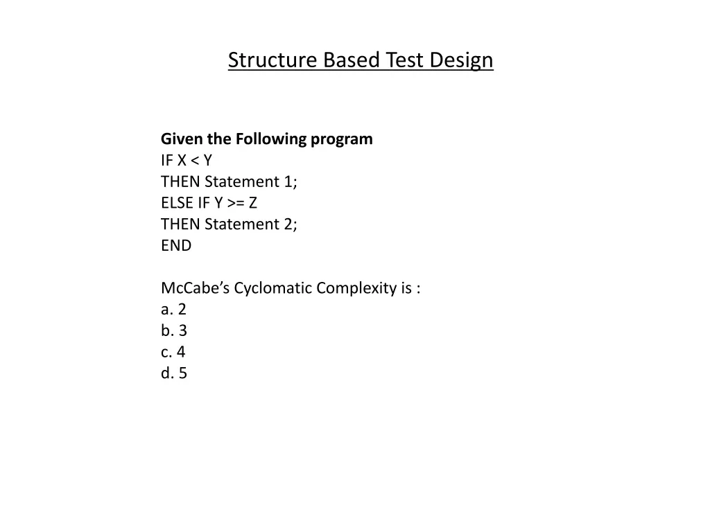 structure based test design
