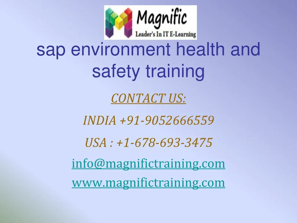 sap environment health and safety training