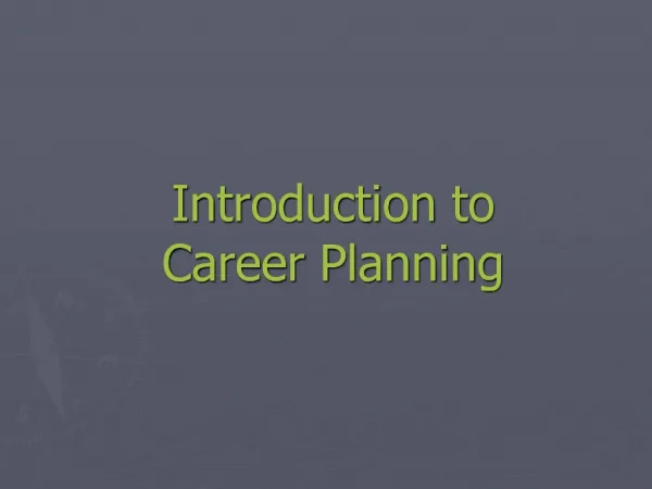Introduction to Career Planning