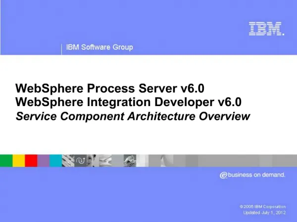 WebSphere Process Server v6.0 WebSphere Integration Developer v6.0