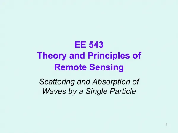 EE 543 Theory and Principles of Remote Sensing