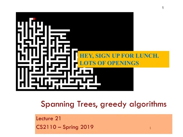 Spanning Trees, greedy algorithms