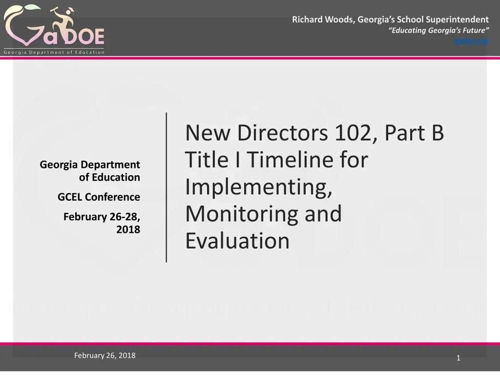 new directors 102 part b title i timeline for implementing monitoring and evaluation