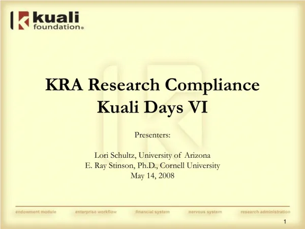 KRA Research Compliance Kuali Days VI