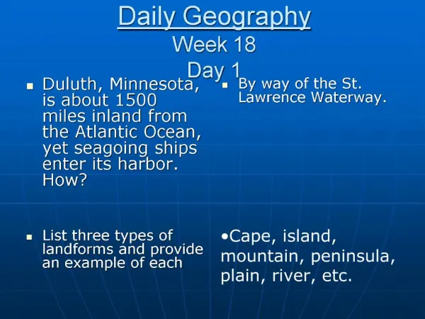 Daily Geography Week 18 Day 1