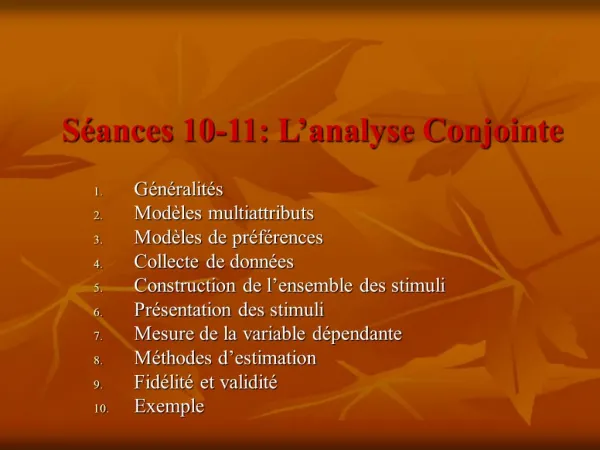 S ances 10-11: L analyse Conjointe