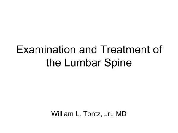 Examination and Treatment of the Lumbar Spine