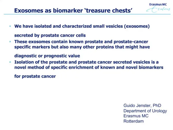 Exosomes as biomarker treasure chests