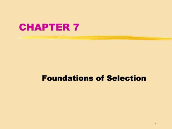 Foundations of Selection