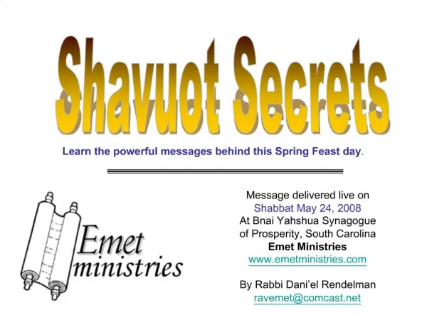 Shavuot Secrets