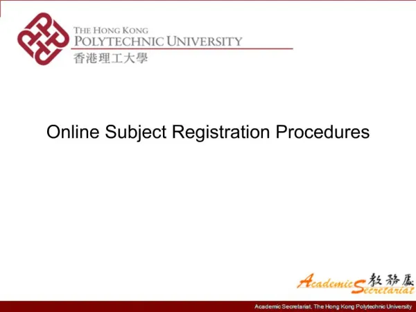 Online Subject Registration Procedures