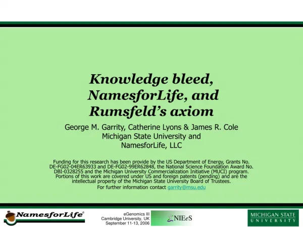 Knowledge bleed, NamesforLife, and Rumsfeld’s axiom