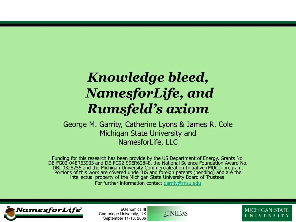 knowledge bleed namesforlife and rumsfeld s axiom