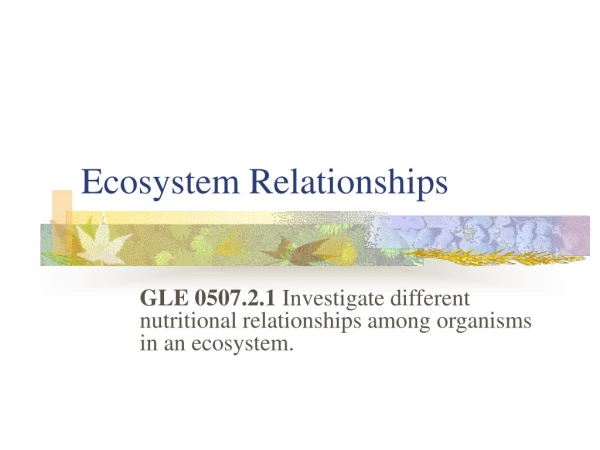 Ecosystem Relationships