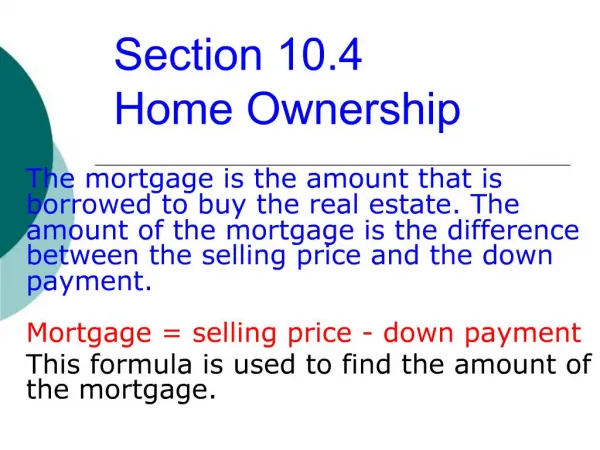 Section 10.4 Home Ownership