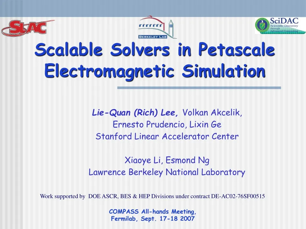 scalable solvers in petascale electromagnetic simulation