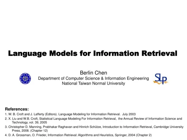 Language Models for Information Retrieval