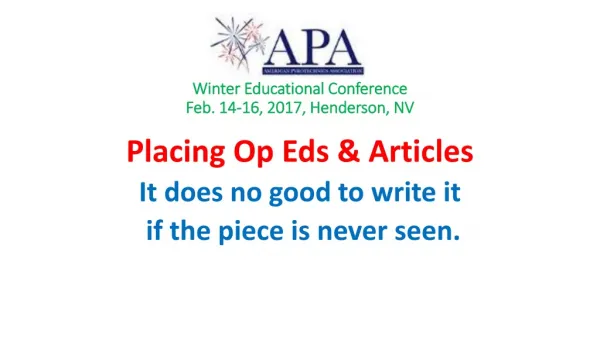 Winter Educational Conference Feb. 14-16, 2017, Henderson, NV