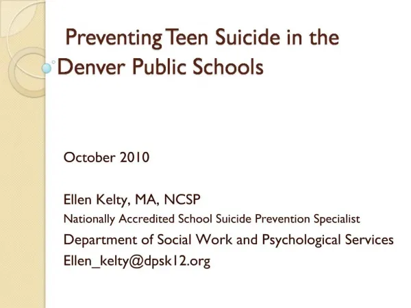 Preventing Teen Suicide in the Denver Public Schools