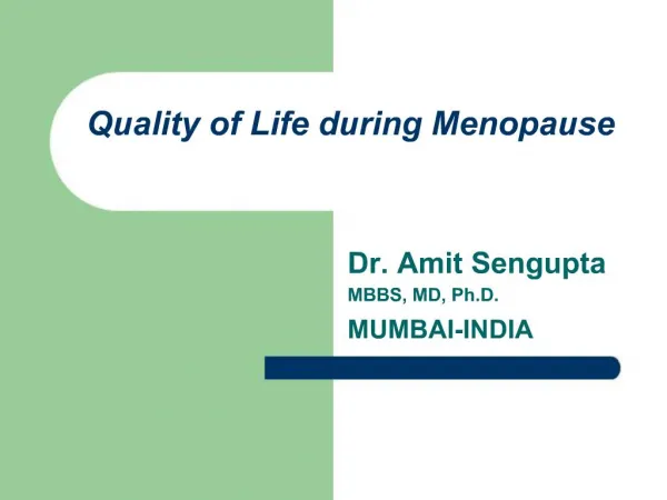 Quality of Life during Menopause