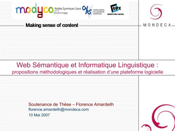 Web S mantique et Informatique Linguistique : propositions m thodologiques et r alisation d une plateforme logicielle