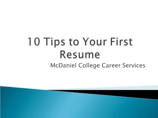 10 Tips to Your First Resume