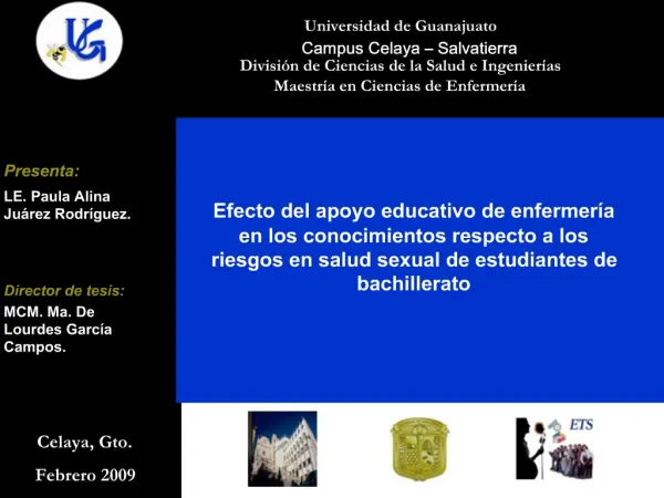 Universidad de Guanajuato Campus Celaya Salvatierra Divisi n de Ciencias de la Salud e Ingenier as Maestr a en Ciencia