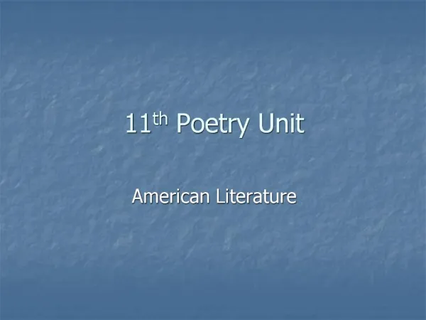 11th Poetry Unit