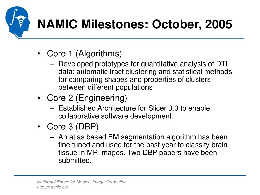 namic milestones october 2005