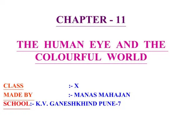 CHAPTER - 11 THE HUMAN EYE AND THE COLOURFUL WORLD