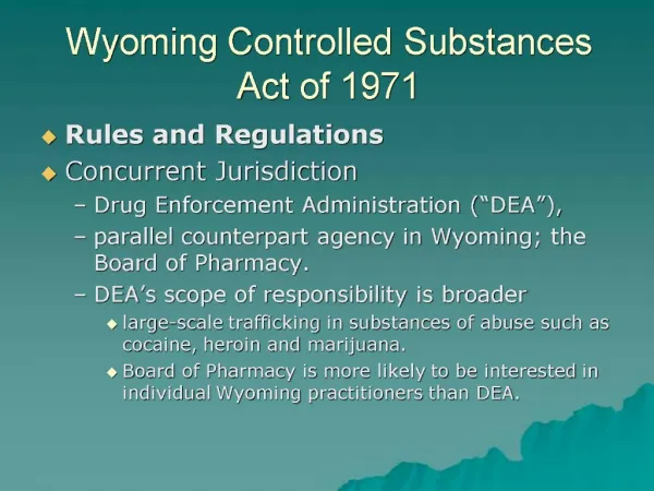 Wyoming Controlled Substances Act of 1971
