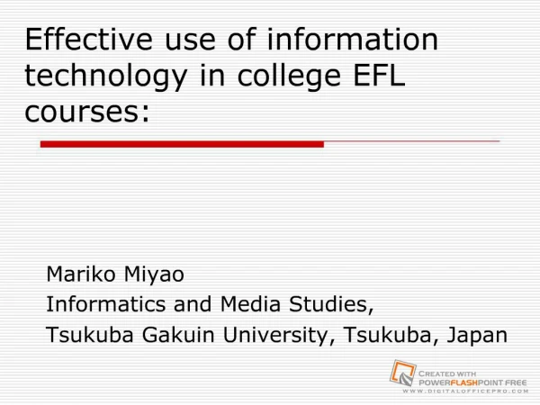 Effective use of information technology in college EFL courses: