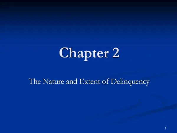 The Nature and Extent of Delinquency