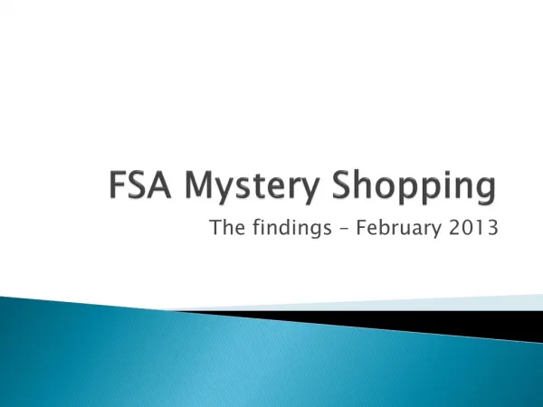 FSA Mystery Shopping