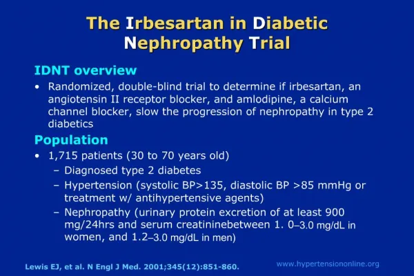 The Irbesartan in Diabetic Nephropathy Trial
