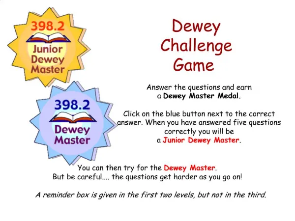 Dewey Challenge Game