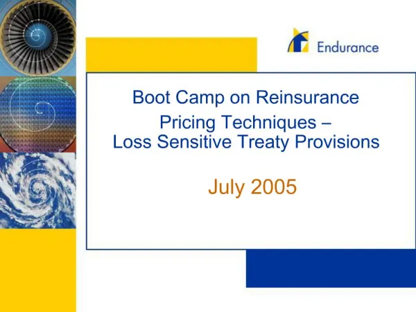 Boot Camp on Reinsurance Pricing Techniques Loss Sensitive Treaty Provisions