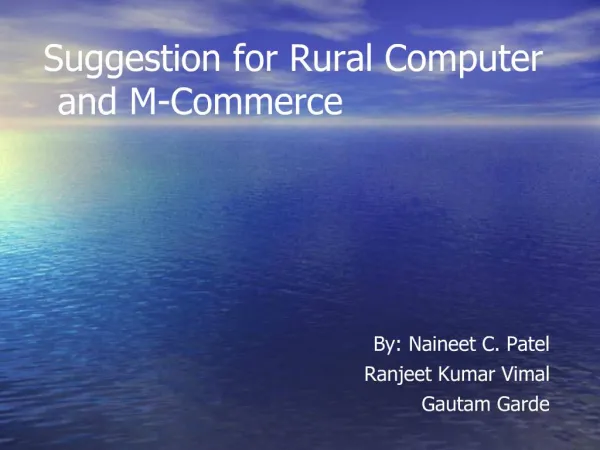 Suggestion for Rural Computer and M-Commerce