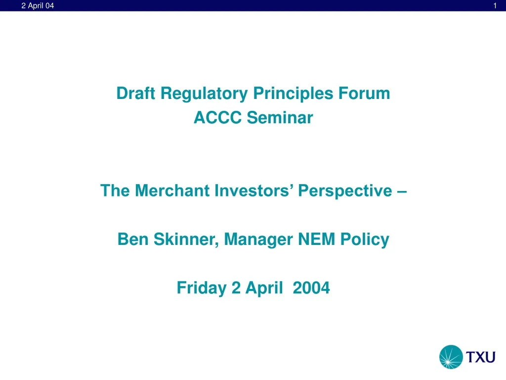 draft regulatory principles forum accc seminar