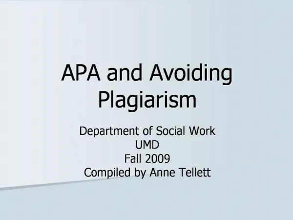 APA and Avoiding Plagiarism