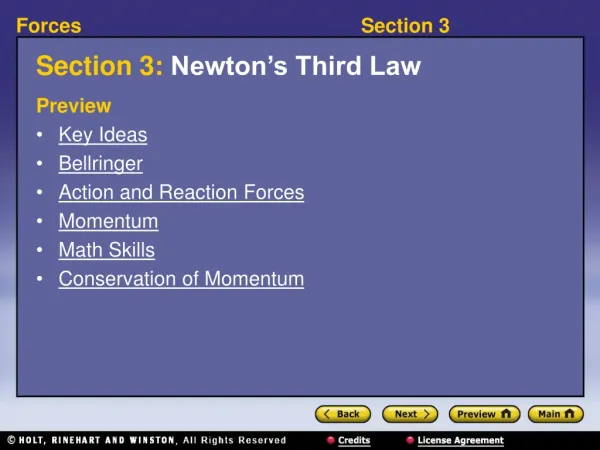 Section 3: Newton’s Third Law