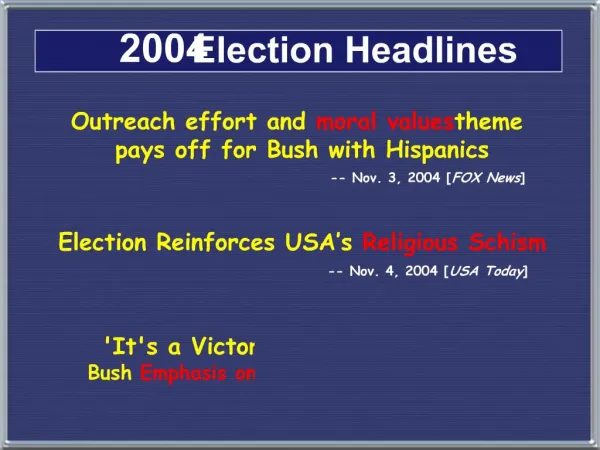 2004 Election Headlines