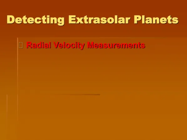 Detecting Extrasolar Planets