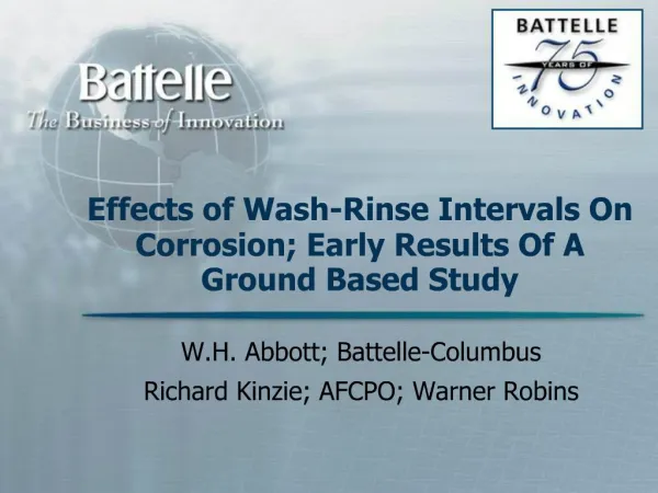 Effects of Wash-Rinse Intervals On Corrosion; Early Results Of A Ground Based Study