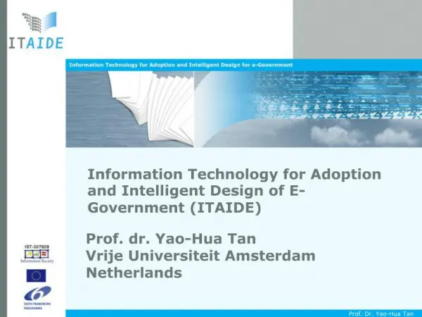 Information Technology for Adoption and Intelligent Design of E-Government ITAIDE