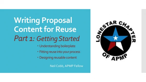 Writing Proposal Content for Reuse Part 1: Getting Started