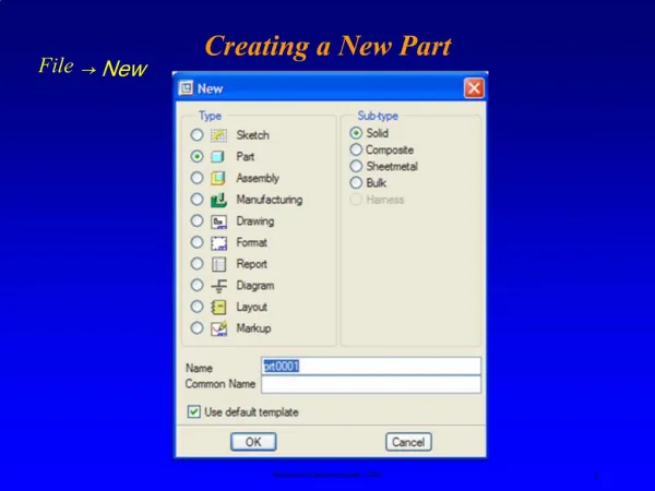 Creating a New Part